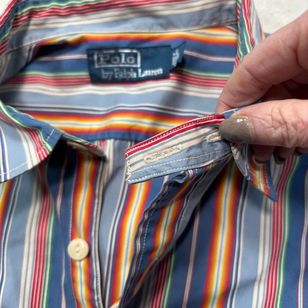 Polo Ralph Lauren Mens Striped Button Down Shirt Large‎ Multi Color #1137